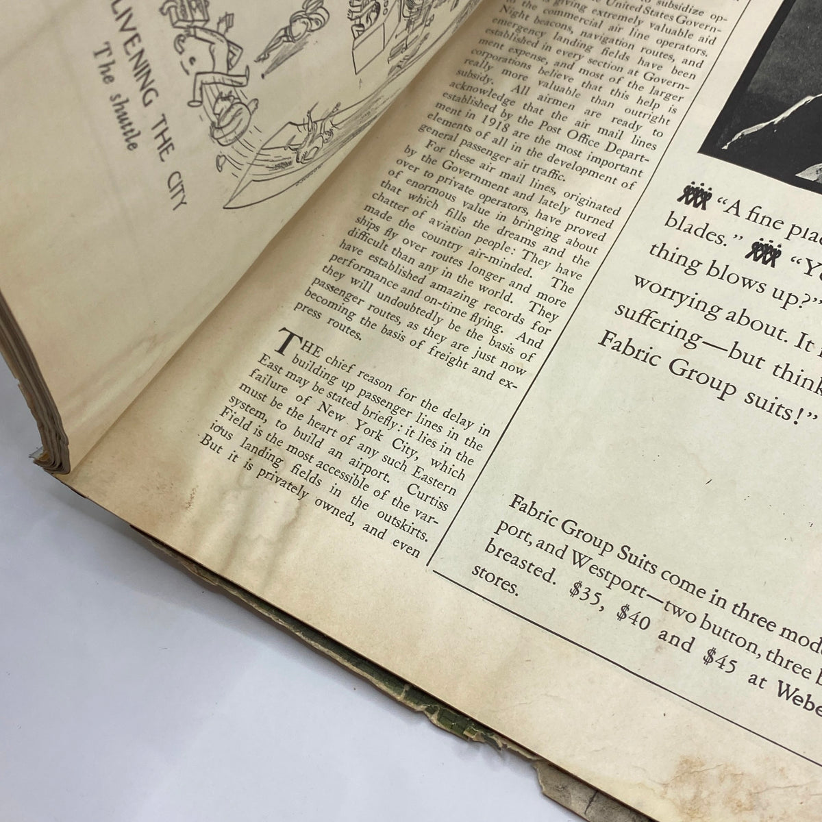 Another interior page of The New Yorker Complete Magazine June 2, 1928 featuring text and illustrations about fabric suits, demonstrating the magazine's cultural insights from the late 1920s.