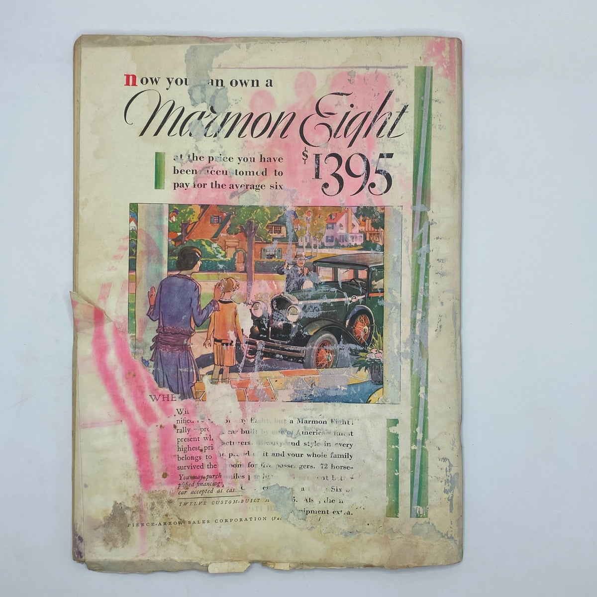 Back cover of The New Yorker Complete Magazine June 2, 1928 advertising the Marmon Eight car, highlighting the vintage style and advertisements of the period.
