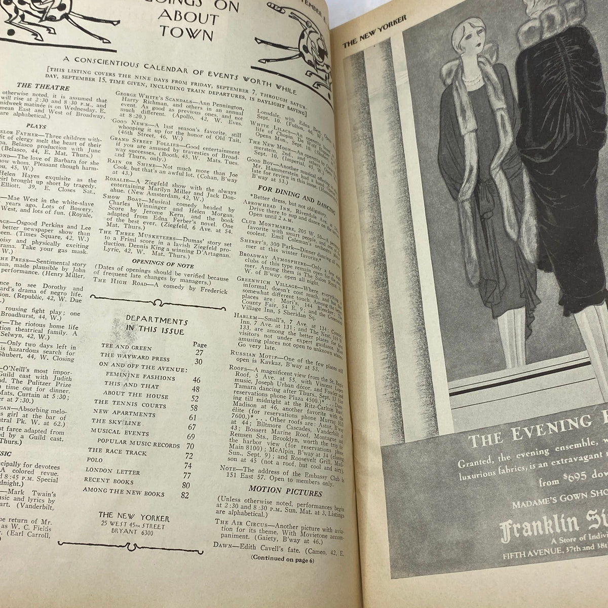 Interior page of The New Yorker Complete Magazine September 8, 1928, displaying an article layout and advertisements, reflecting cultural insights of the time.