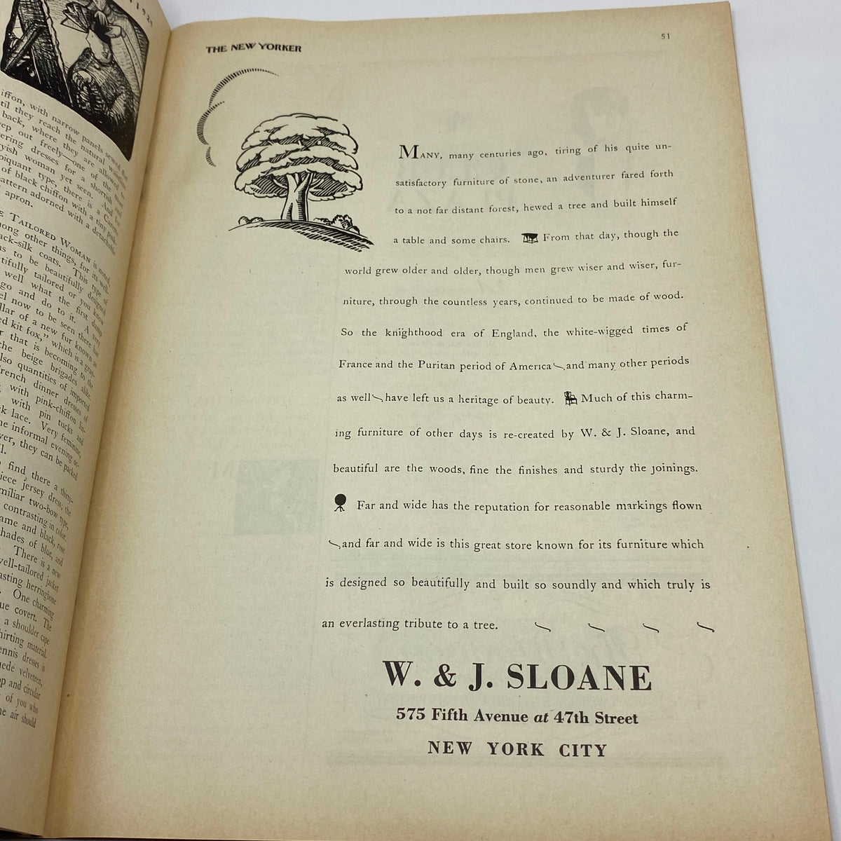 Interior page of The New Yorker Complete Magazine January 26, 1929, highlighting an advertisement with elegant typography and design.