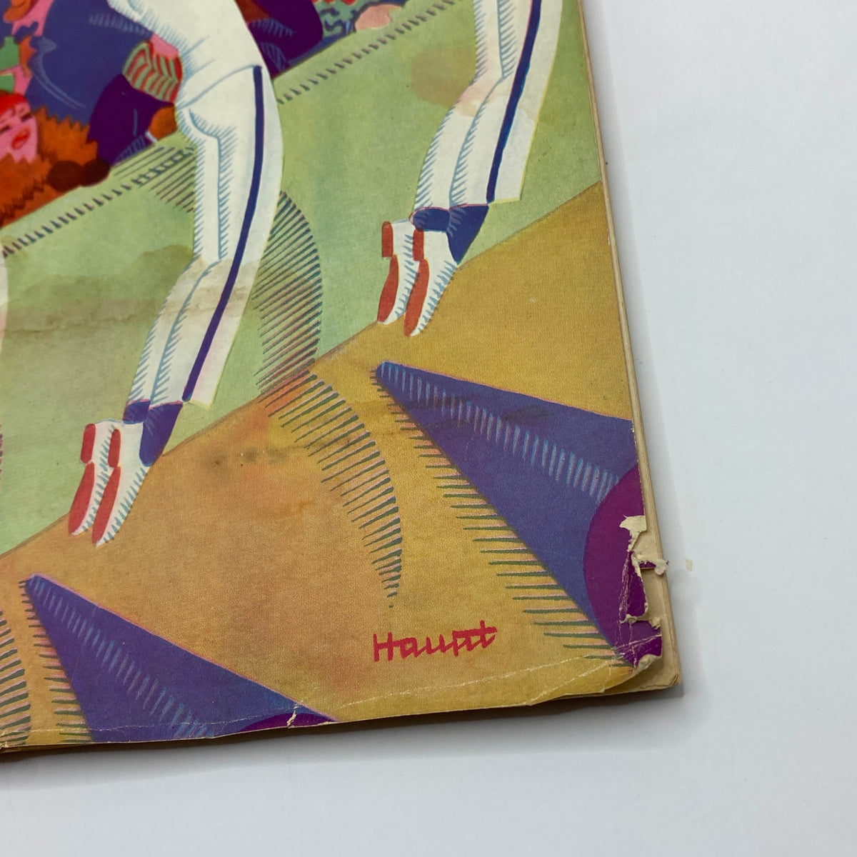 Detail of the cover from The New Yorker Complete Magazine – November 9, 1929, featuring artwork by Theodore Haupt, showcasing colorful geometric patterns and vibrant colors.