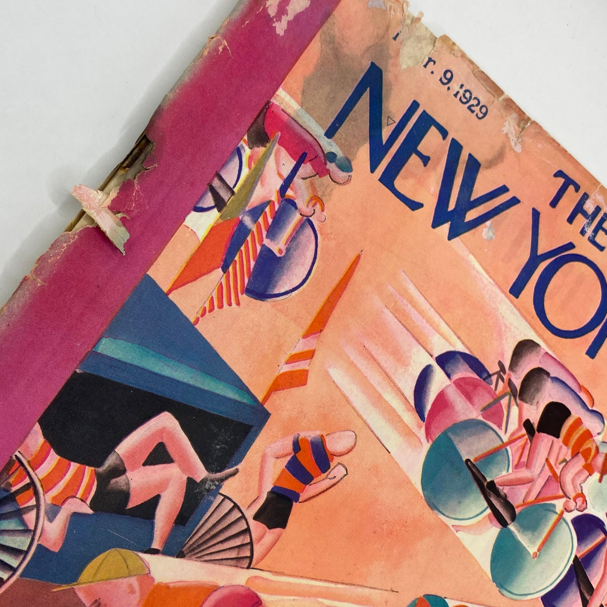 Cover of The New Yorker Complete Magazine from March 9, 1929, featuring a vibrant illustration of geometric designs by Theodore Haupt.