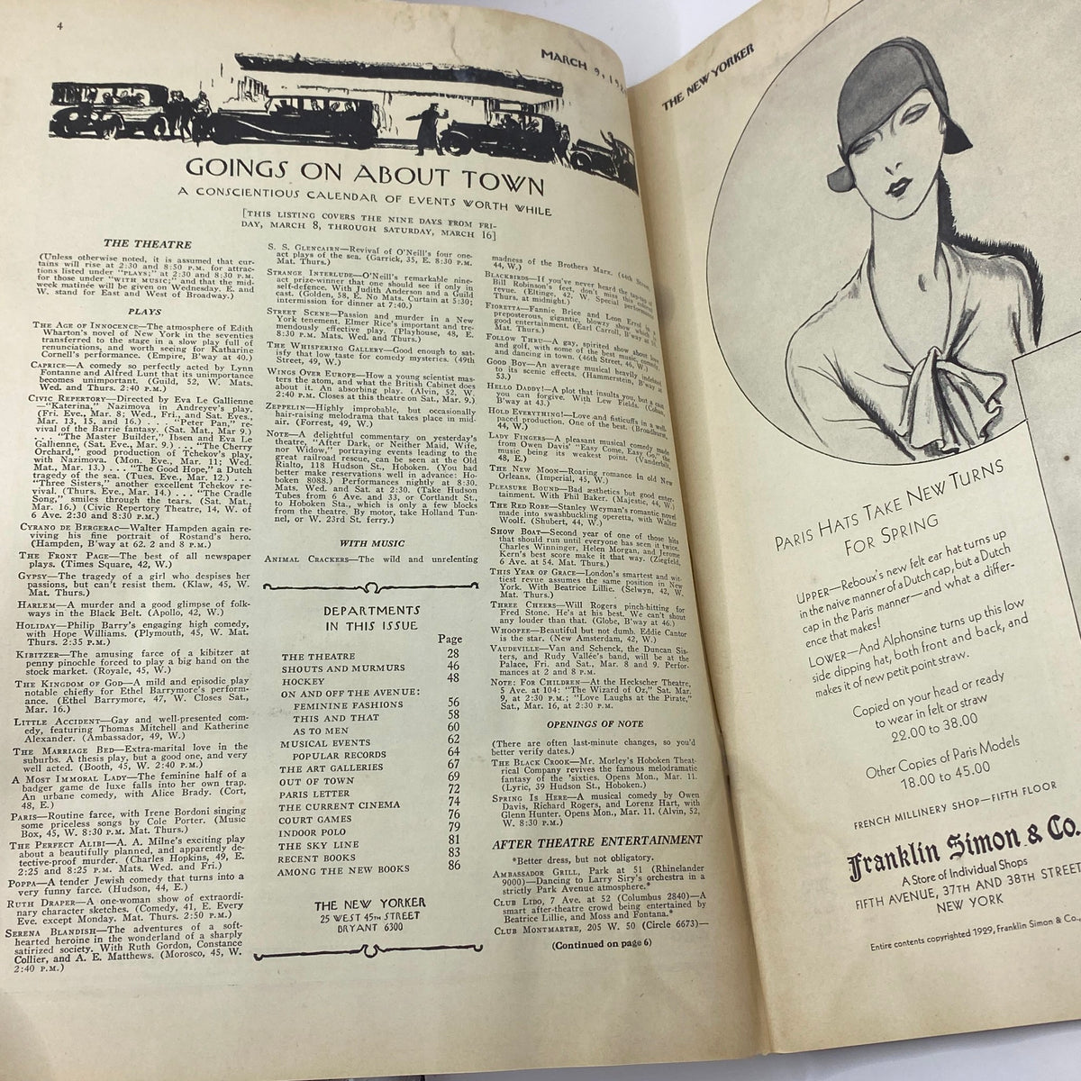 Interior page of The New Yorker Complete Magazine March 9, 1929, displaying articles and advertisements, showcasing the magazine's historical content.