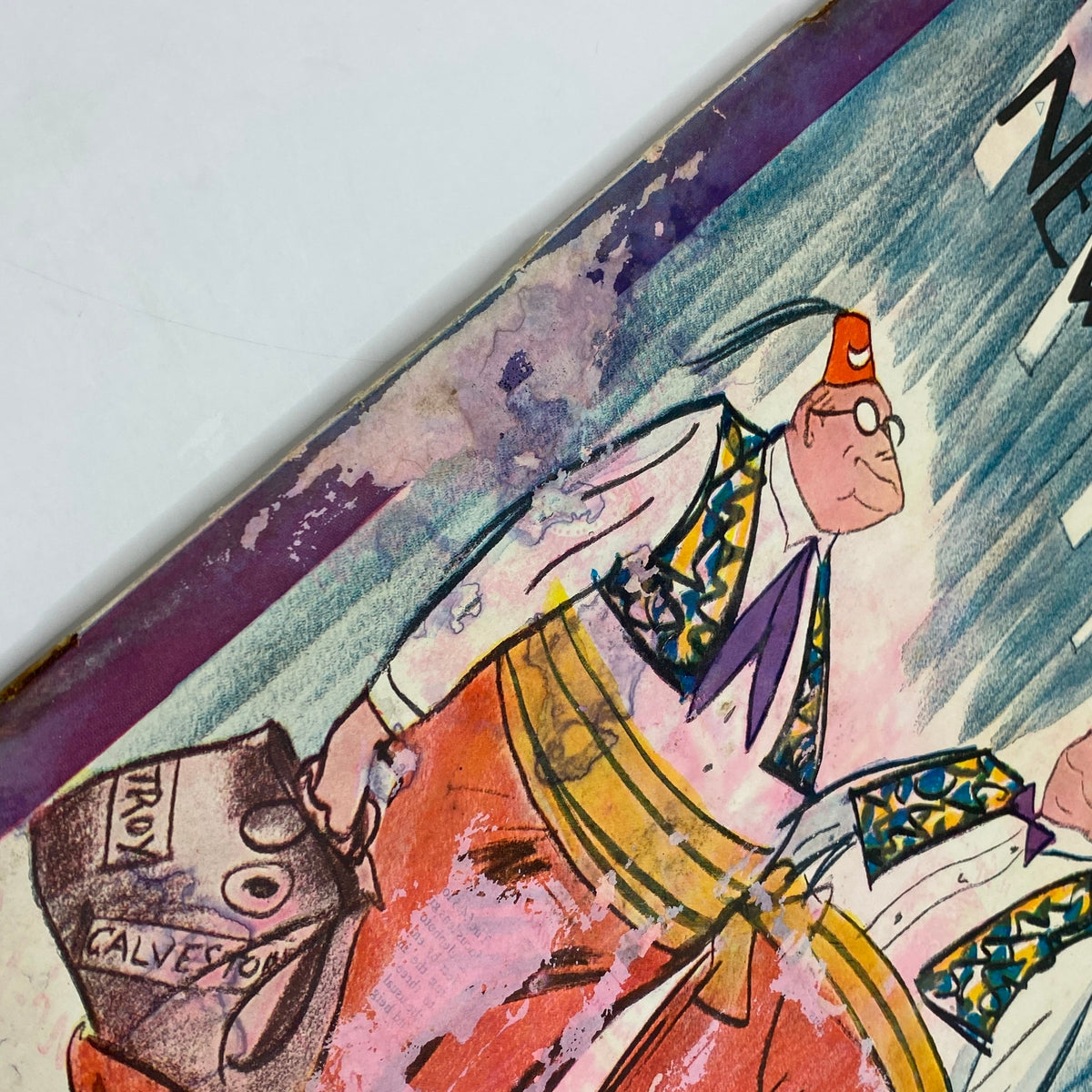 Detail from The New Yorker Complete Magazine July 19, 1930 featuring a cartoon character holding a bag, illustrated by Peter Arno.