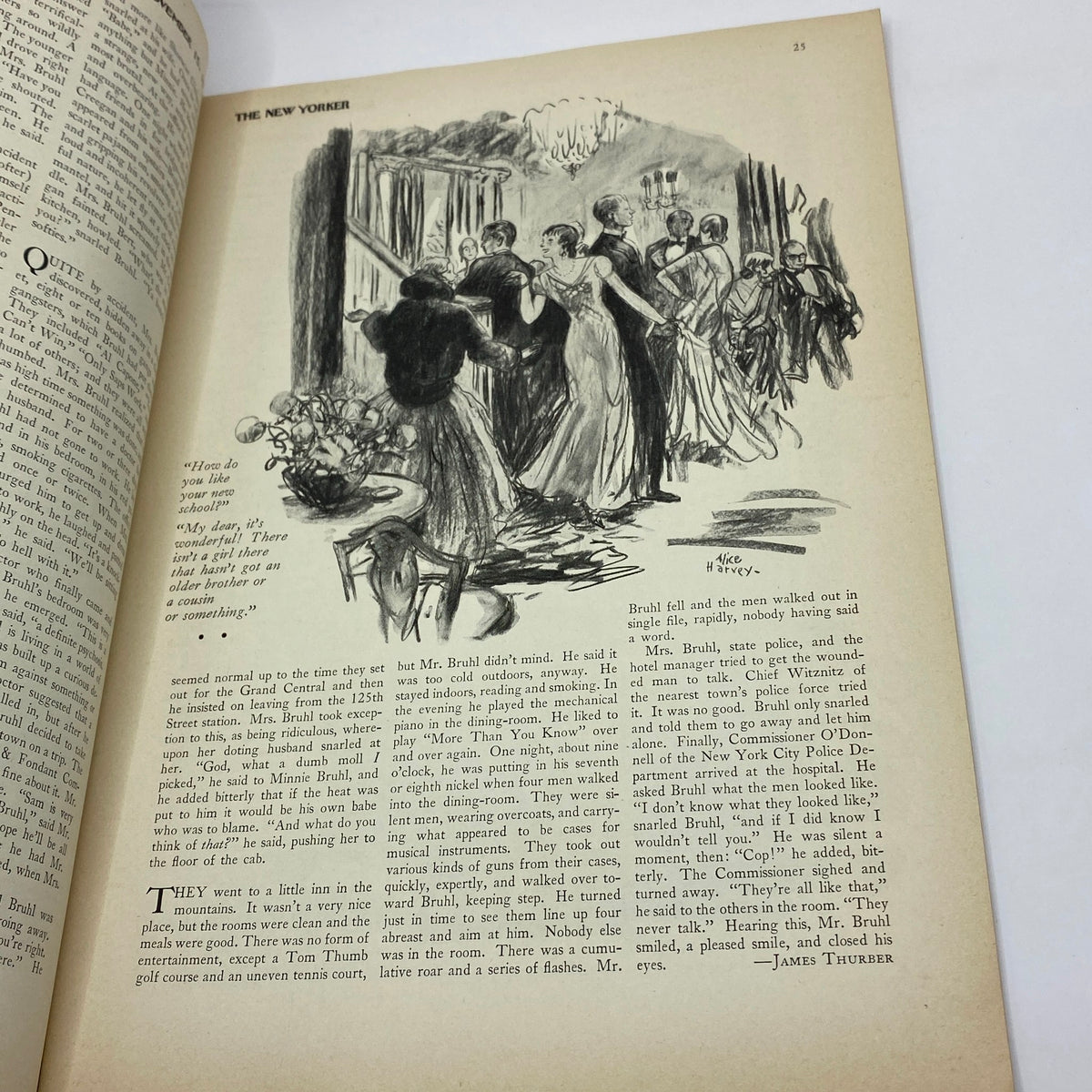 Illustration from The New Yorker Complete Magazine November 15, 1930, depicting a social scene with elegantly dressed characters in a vintage setting.