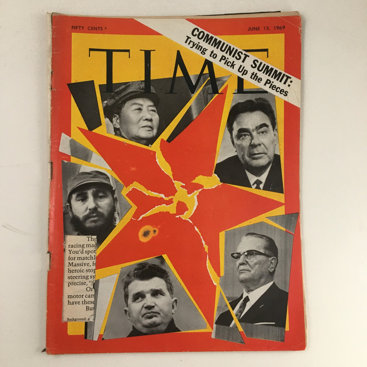Time Magazine June 13 1969 Vol. 93 No. 24 cover featuring a collage of communist leaders, including Fidel Castro, with a prominent red star background, reflecting the themes of the Communist Summit.