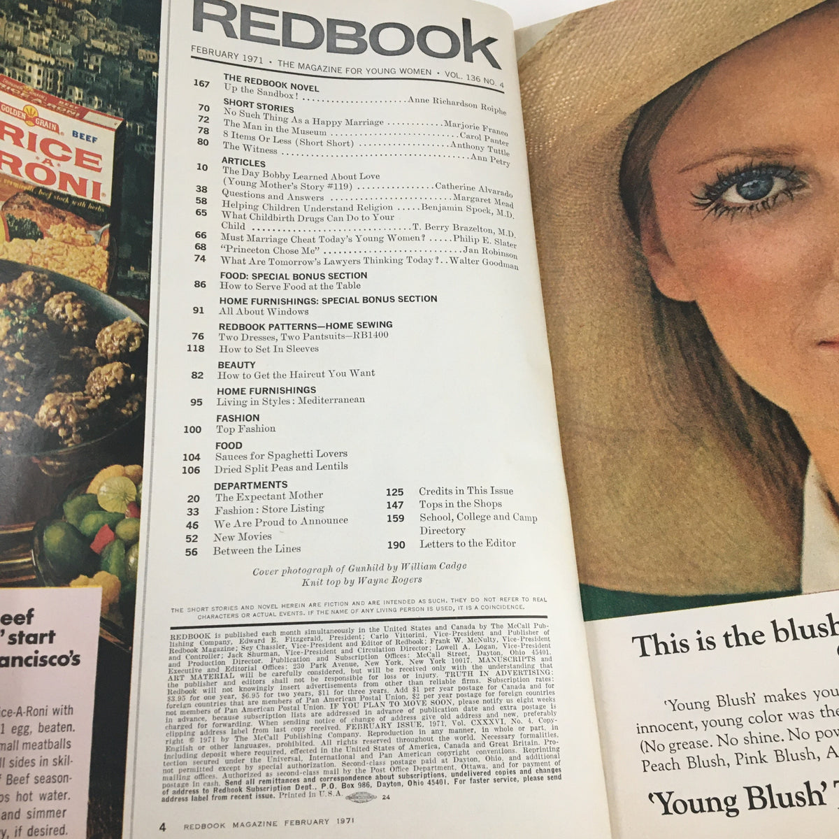 Redbook Magazine February 1971 Cover Photograph of Gunhild by William Cadge
