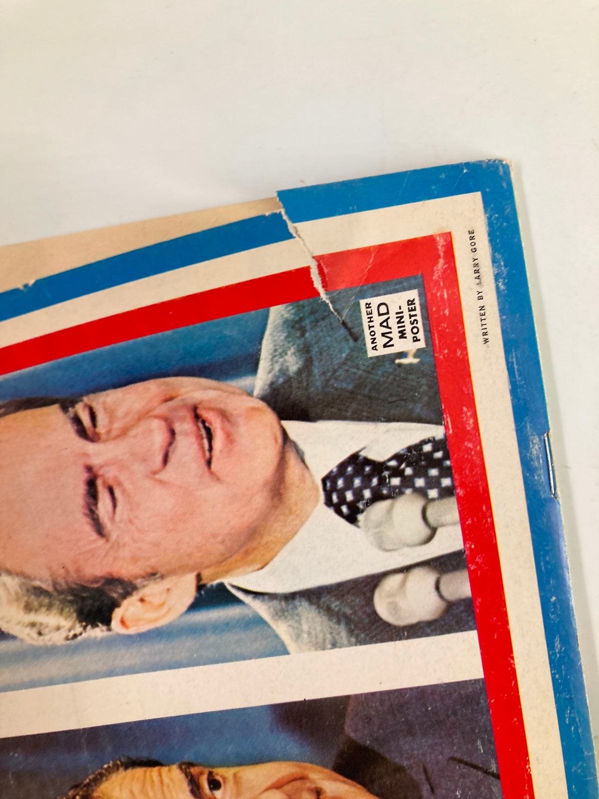 Close-up of the top corner of Mad Magazine September 1973 No. 161 showing a portion of the humorous political satire, including a mini-poster advertisement.