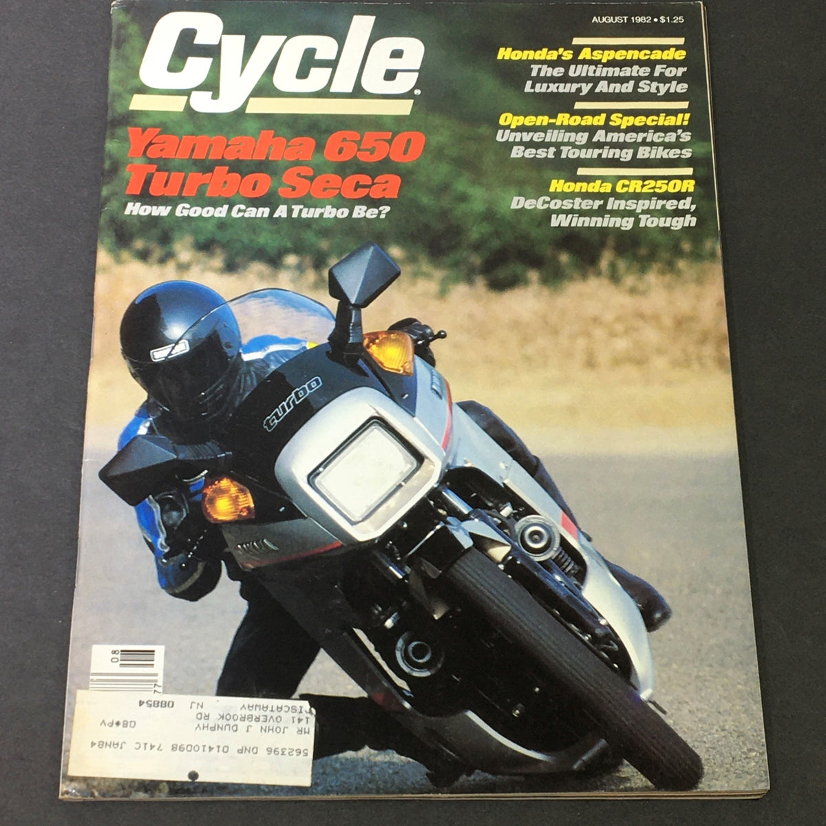 Cycle Magazine August 1982 cover featuring Yamaha 650 Turbo Seca, highlighting motorcycle technology advancements of the 1980s.