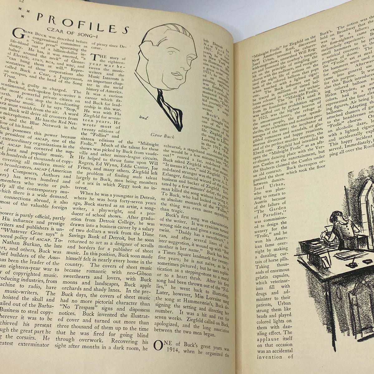 Profiles section from The New Yorker Complete Magazine December 17, 1932, showcasing Gene Buck's life and achievements.