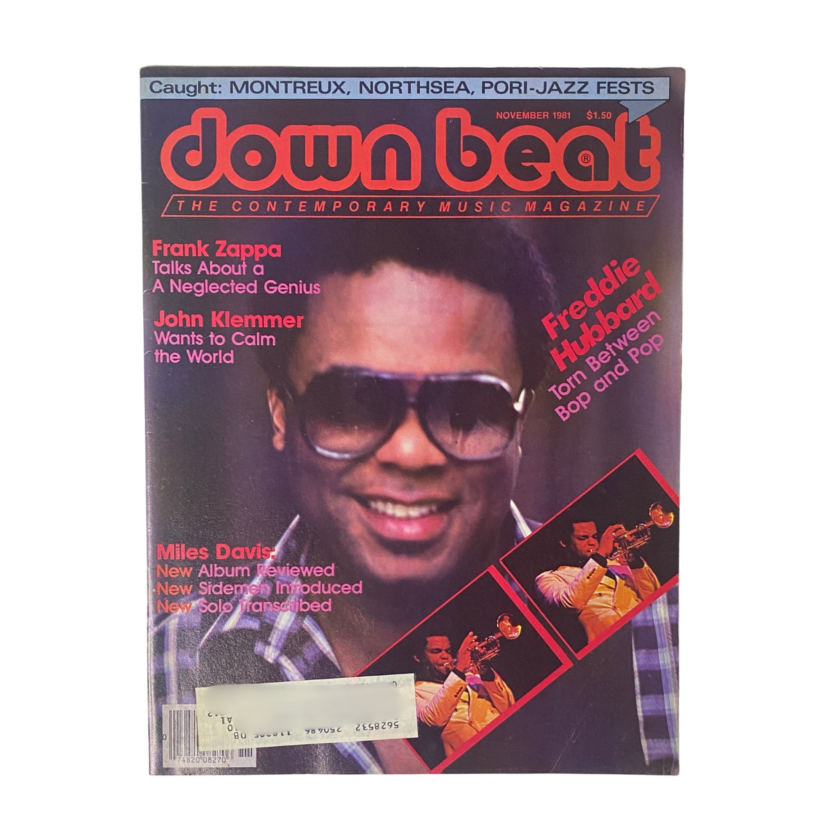 Down Beat Magazine November 1981 Vol 48 No. 11 featuring Freddie Hubbard and Frank Zappa on the cover, showcasing contemporary music discussions.