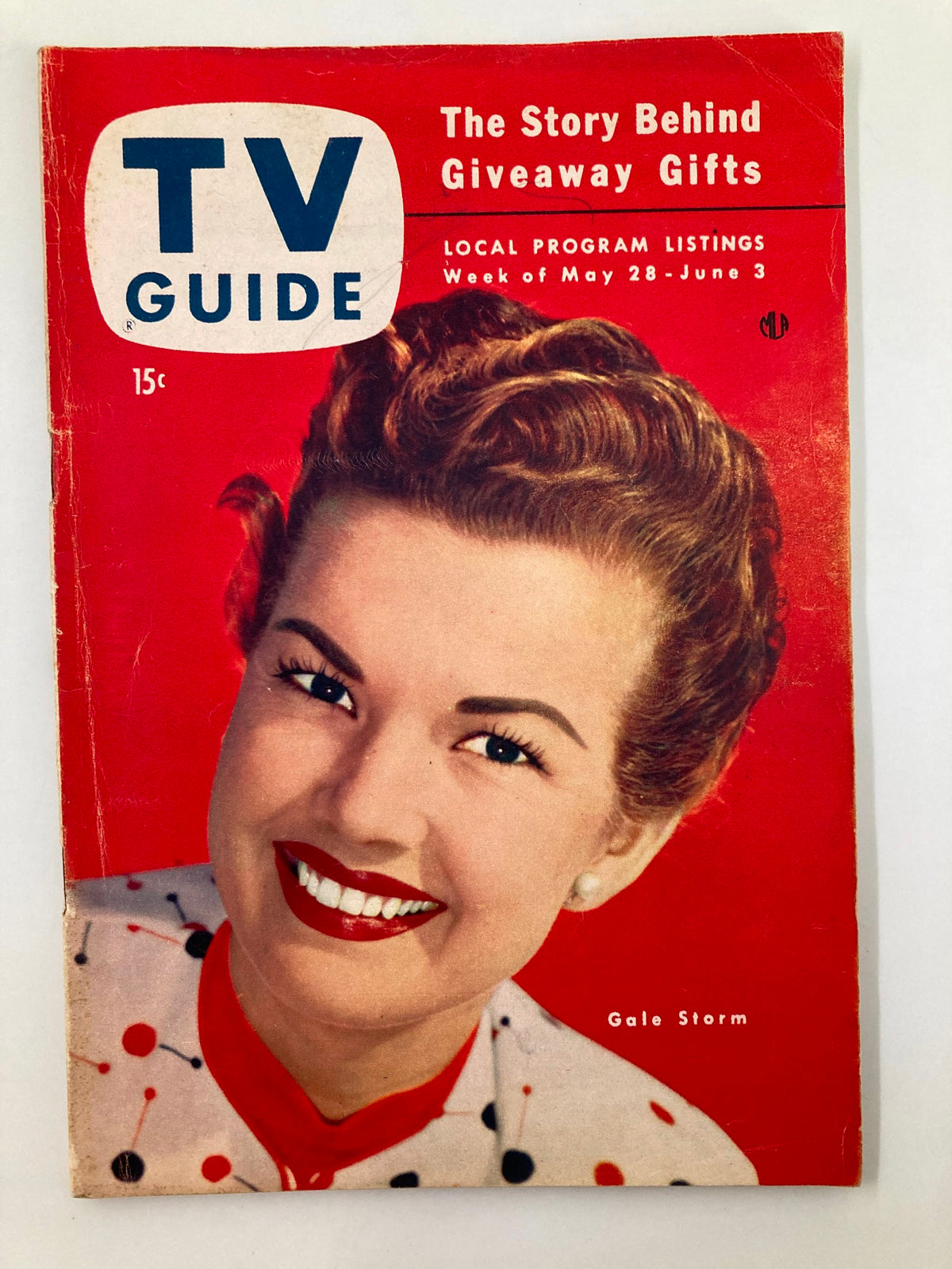 Cover of TV Guide Magazine from May 28, 1954 featuring Gale Storm, showcasing vintage television culture and nostalgia. The magazine includes local program listings for the week of May 28 to June 3, with a vibrant red background and classic design elements.