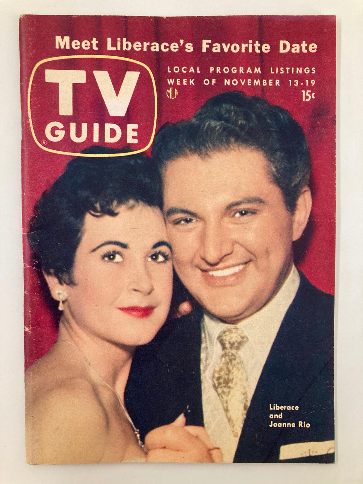 TV Guide Magazine cover from November 13, 1954, featuring Joanne Rio and Liberace, showcasing mid-century American entertainment culture.
