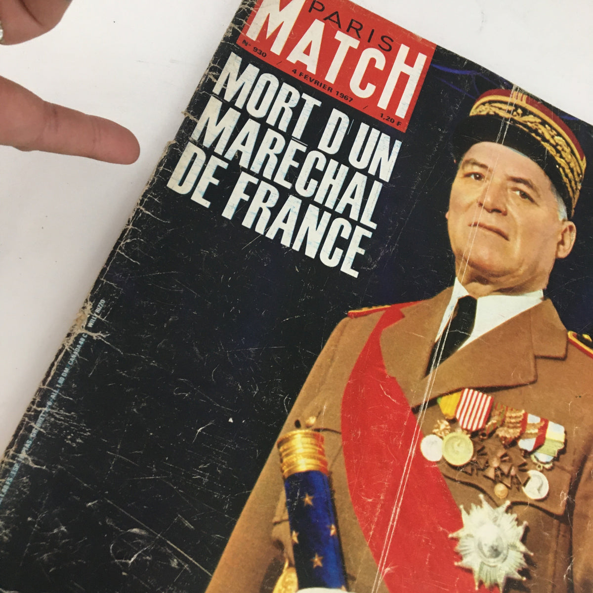 Cover of Paris Match Magazine February 1967 featuring the title 'Mort d'un Marechal de France' alongside a portrait of French military figure.