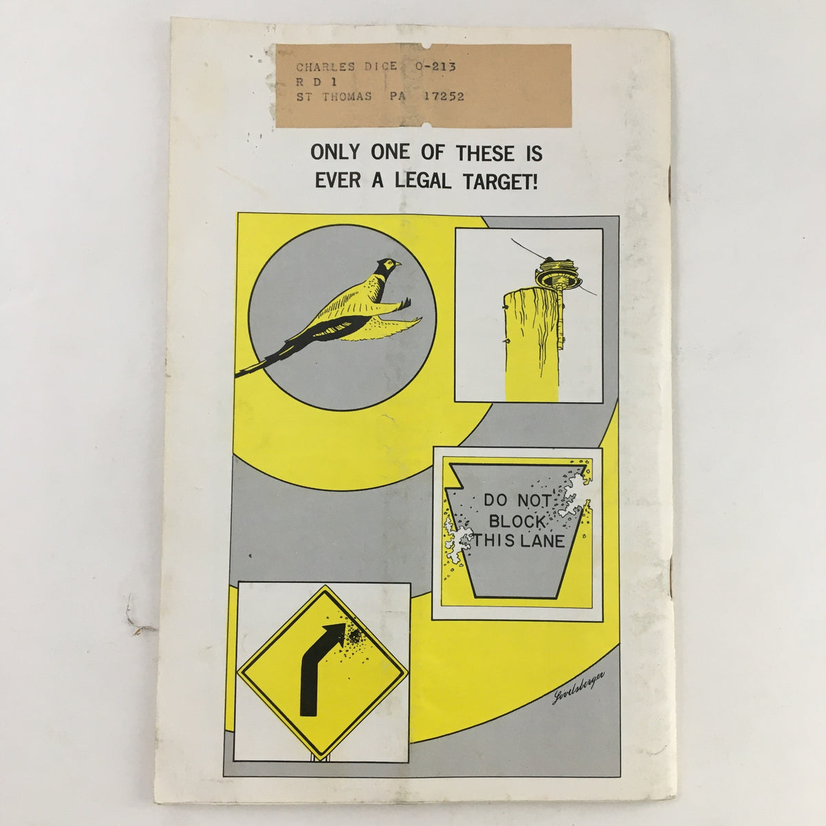 Back cover of Pennsylvania Game News September 1973 with an illustration and a postal address label, emphasizing its historical context.