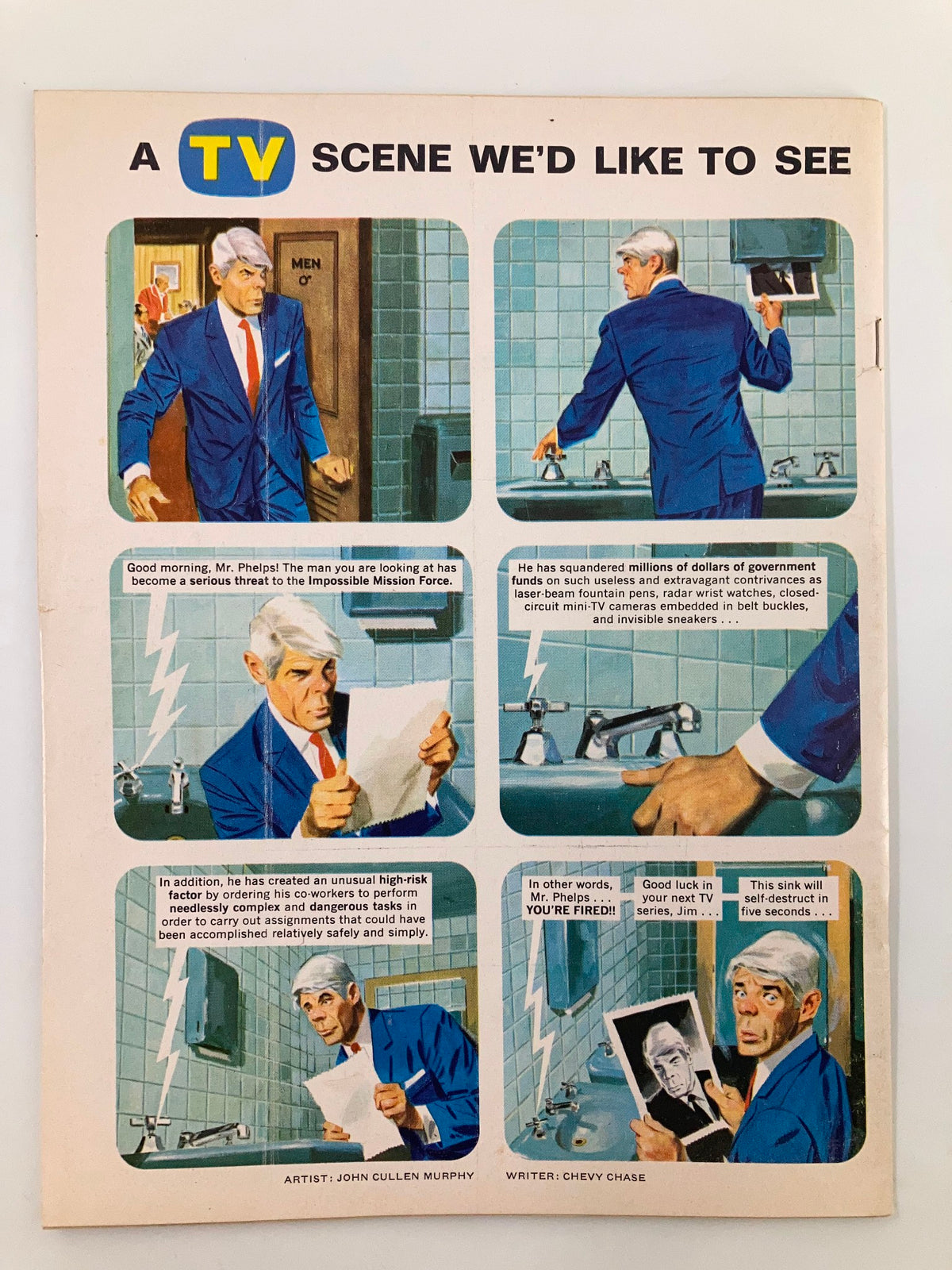 Back cover of Mad Magazine April 1970 No. 134 presenting a humorous depiction of a fictional TV scene. This issue highlights the comedic legacy of Mad Magazine, featuring classic satire.