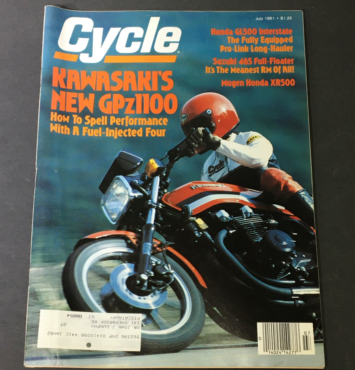 Cover of VTG Cycle Magazine July 1981 featuring Kawasaki GPz1100, Honda GL500, and Suzuki 465, showcasing motorcycle design and performance from the early 1980s.