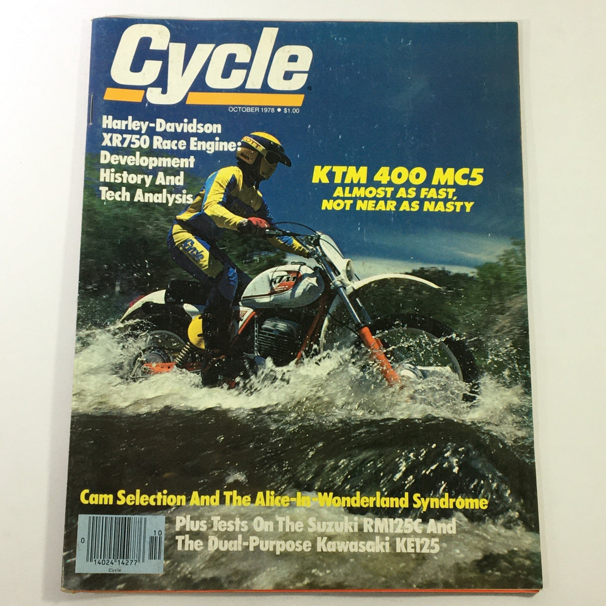 VTG Cycle Magazine - October 1978 featuring Harley-Davidson XR750 Race and KTM 400 MC5, showcasing vintage motorcycle culture with a scenic cover image.