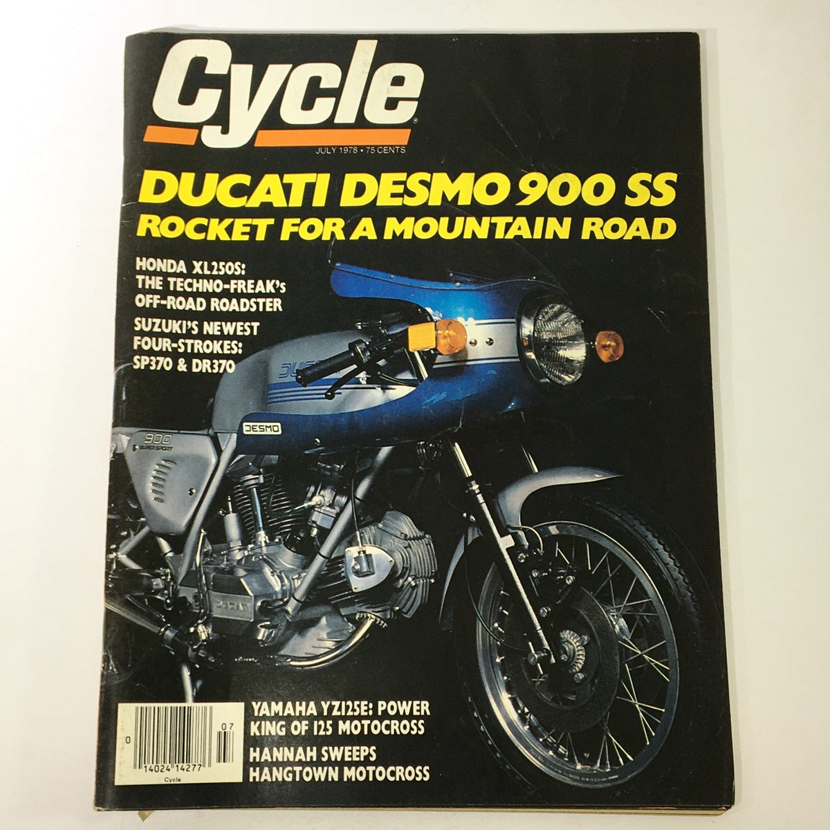 Vintage Cycle Magazine July 1978 featuring Ducati Desmo 900 SS on the cover, alongside highlights of Honda XL250S and Suzuki SP370 motorcycles.