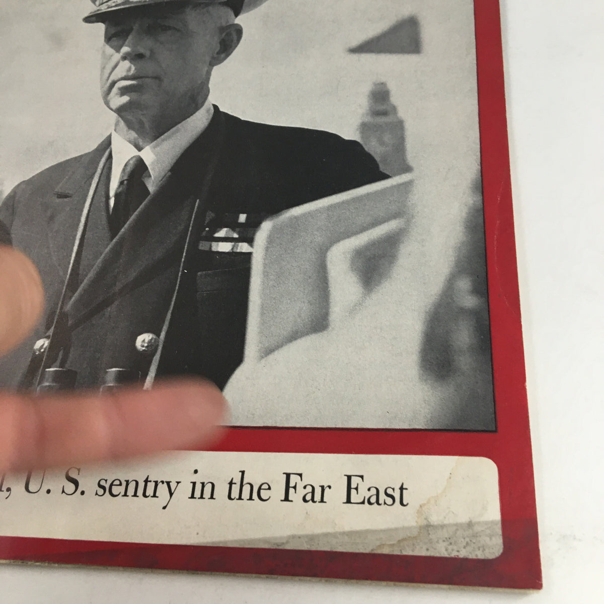 Another detail of Newsweek Magazine July 3 1939 with a clear view of Admiral Harry E. Yarnell on the cover, with text indicating U.S. sentry in the Far East.
