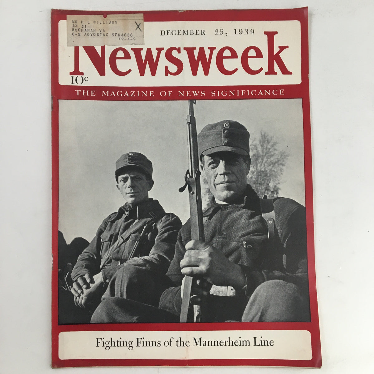 Newsweek Magazine December 25 1939 Fighting Finns of the Mannerheim Line