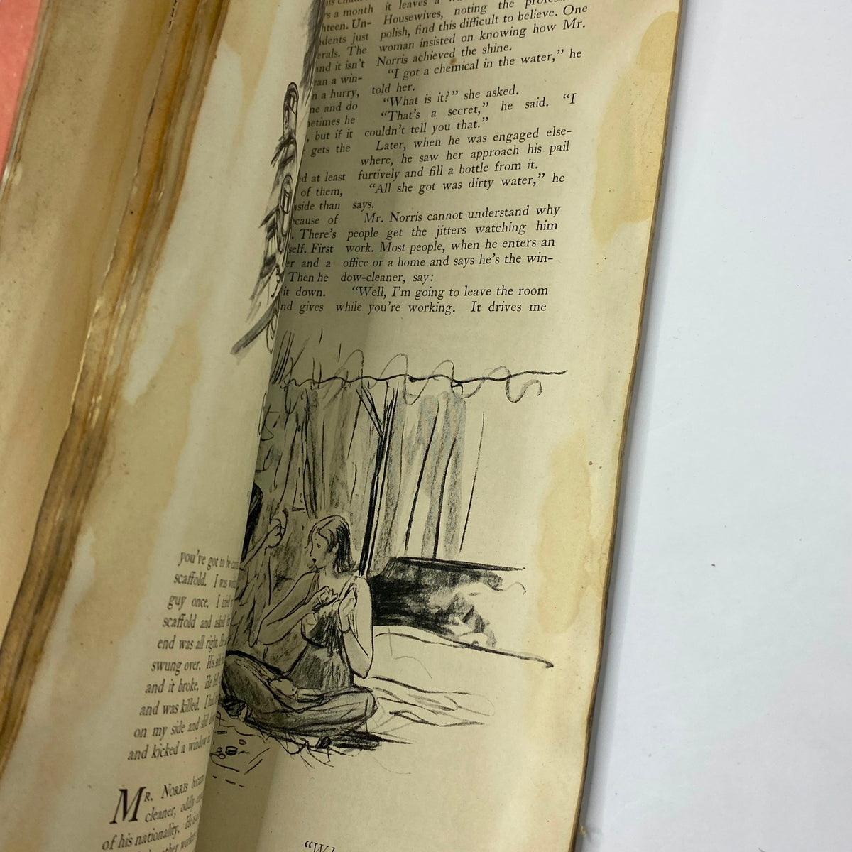 Illustrated narrative excerpt from The New Yorker Complete Magazine May 7, 1932 showcasing artistic storytelling through simple sketches.