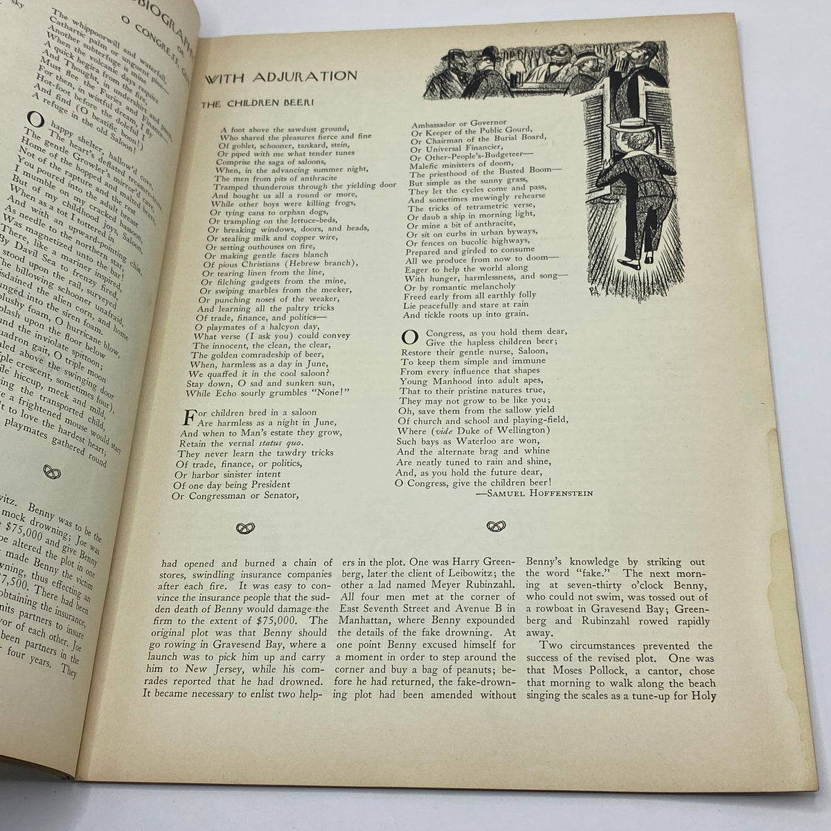 Interior page of The New Yorker Complete Magazine June 11, 1932 featuring a poem titled 'With Adjuration' by Samuel Hoffenstein, showcasing early 20th century literary style.