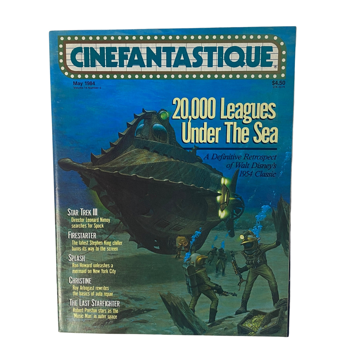 Cover of Cinefantastique Magazine May 1984 featuring 20,000 Leagues Under the Sea, depicting a submarine and adventure scene, celebrating Walt Disney's classic film.