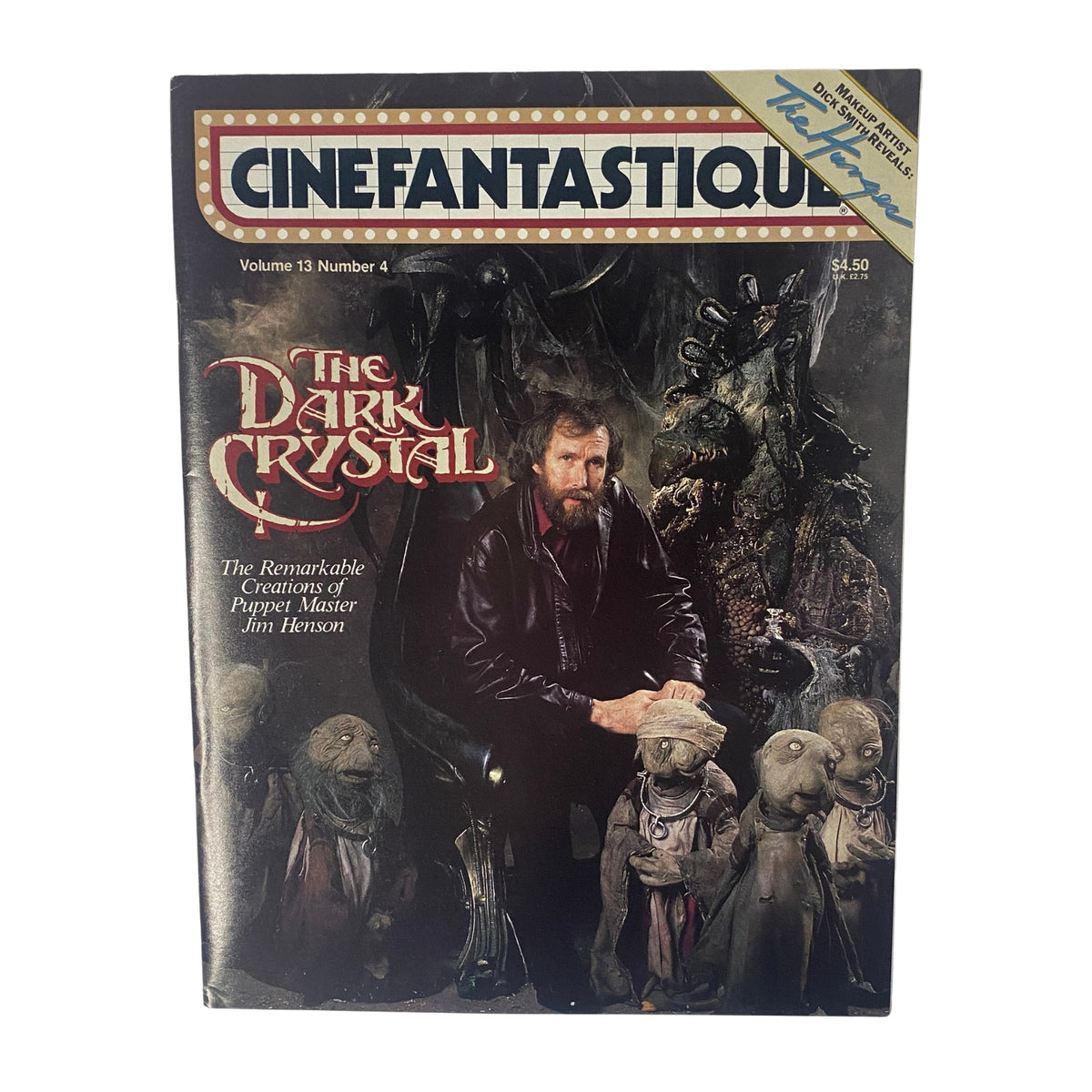 Cinefantastique Magazine April 1983 cover featuring Jim Henson's The Dark Crystal, showcasing puppet characters and the iconic fantasy atmosphere with the title prominently displayed.