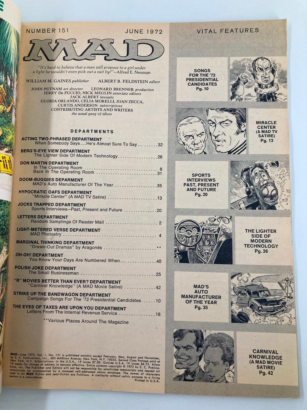 Mad Magazine June 1972 No. 151 American Industry VG Very Good 4.0 No Label