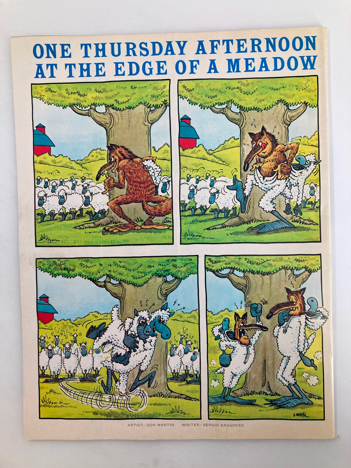 Mad Magazine September 1978 Cover featuring 'One Thursday Afternoon at the Edge of a Meadow' by Don Martin, showcasing humorous comic panels with sheep and a wolf, illustrating classic 1970s satire.