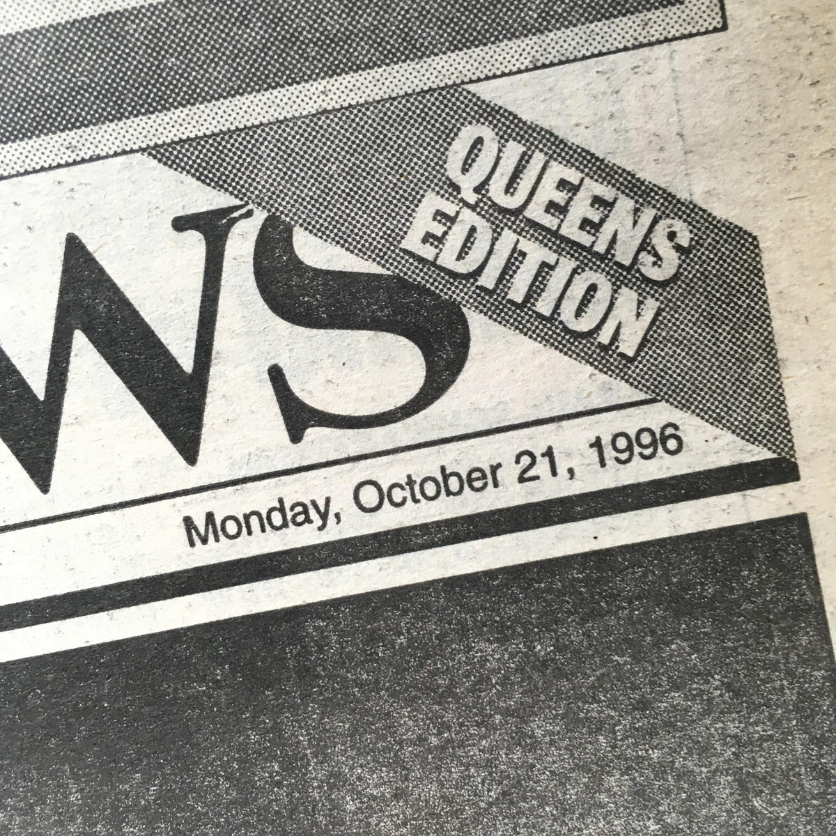 The 'Queens Edition' section of the NY Daily News dated October 21, 1996, showing the date and part of the newspaper layout.