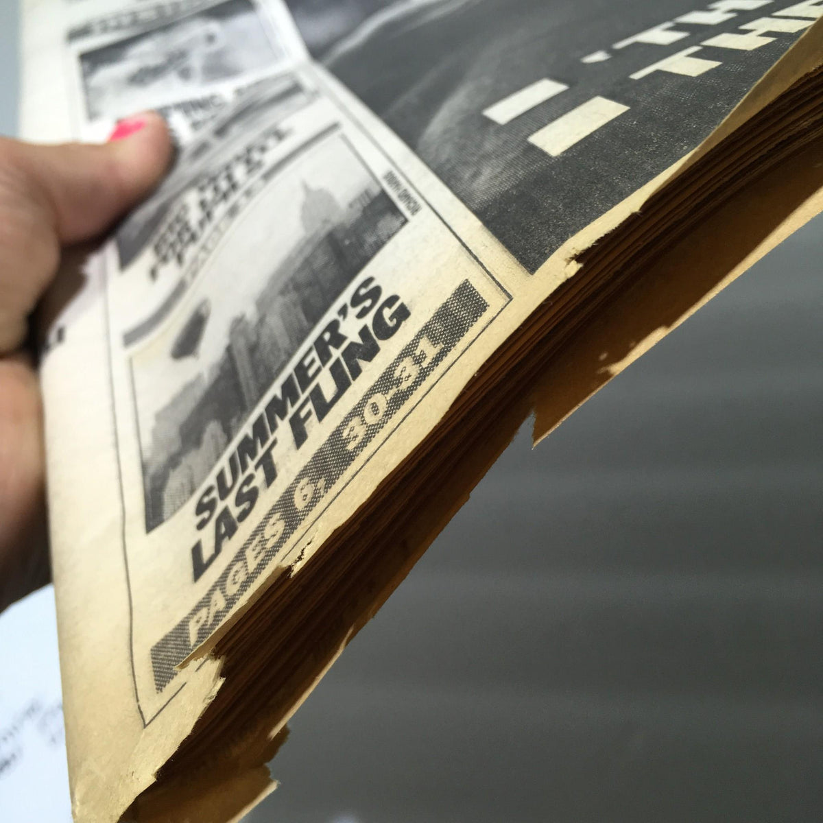 Image of the bottom edge of the NY Daily News dated September 3, 1995, featuring an advertisement for 'SUMMER'S LAST FLING,' emphasizing the paper's diverse content.