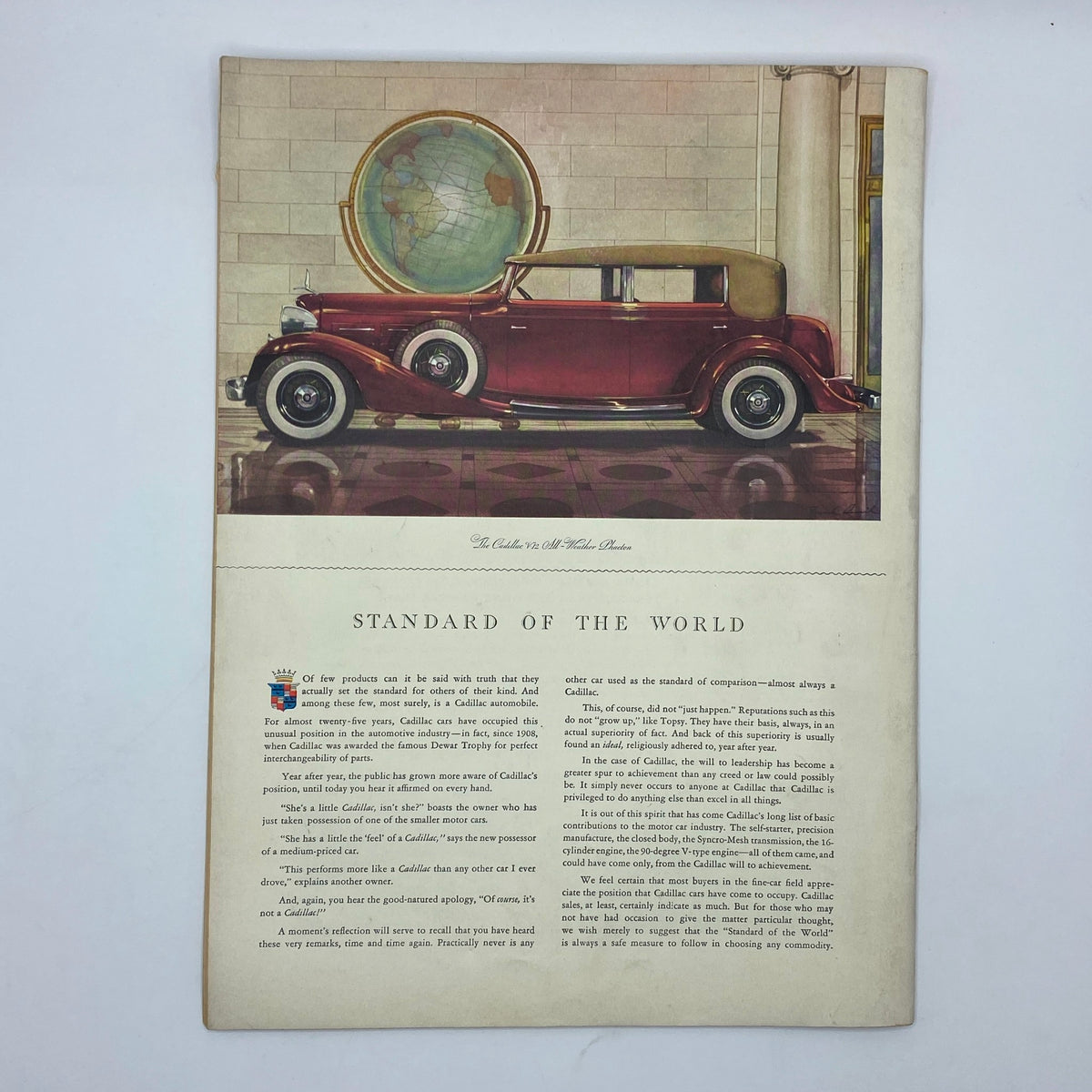 Promotional page from The New Yorker Complete Magazine September 16, 1933, presenting a vintage Cadillac ad, emphasizing its luxury and timeless quality.
