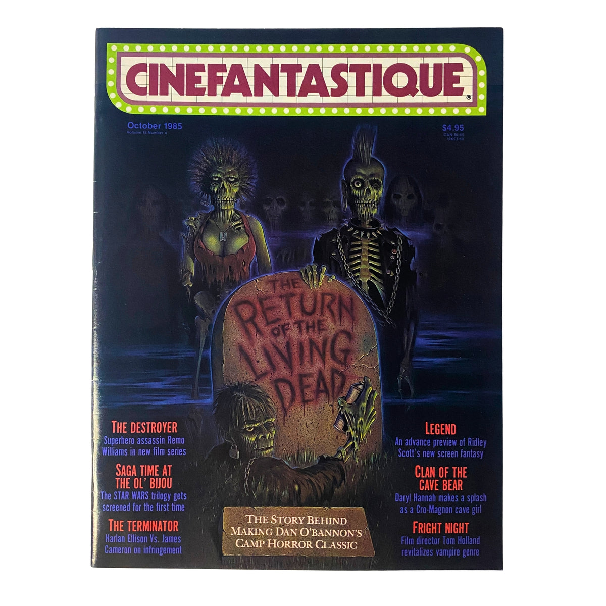 Cinefantastique Magazine October 1985 cover featuring 'The Return of the Living Dead' with highlights on various horror films and articles inside.