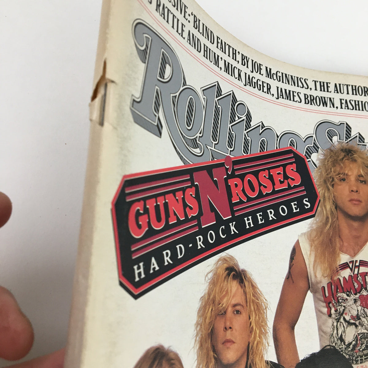 Cover of Rolling Stone Magazine November 17, 1988 featuring Guns N' Roses, with the text 'Hard-Rock Heroes' prominently displayed.