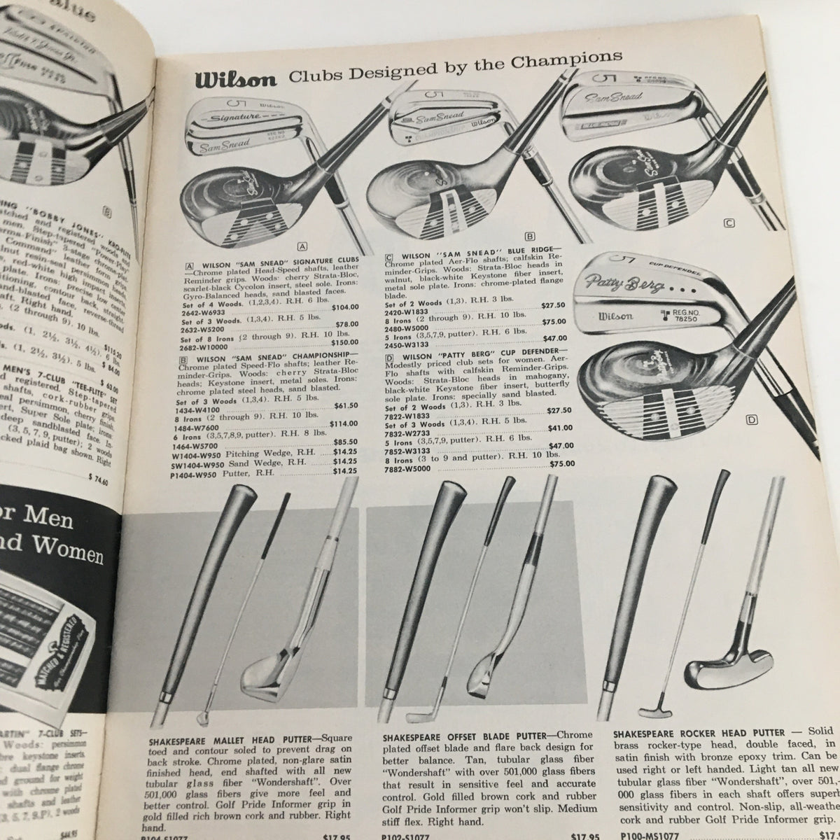 1962 Best Products Company Inc. Gifts For Every Occasion - A detailed page showcasing Wilson golf clubs designed by champions, including pricing and model specifications.