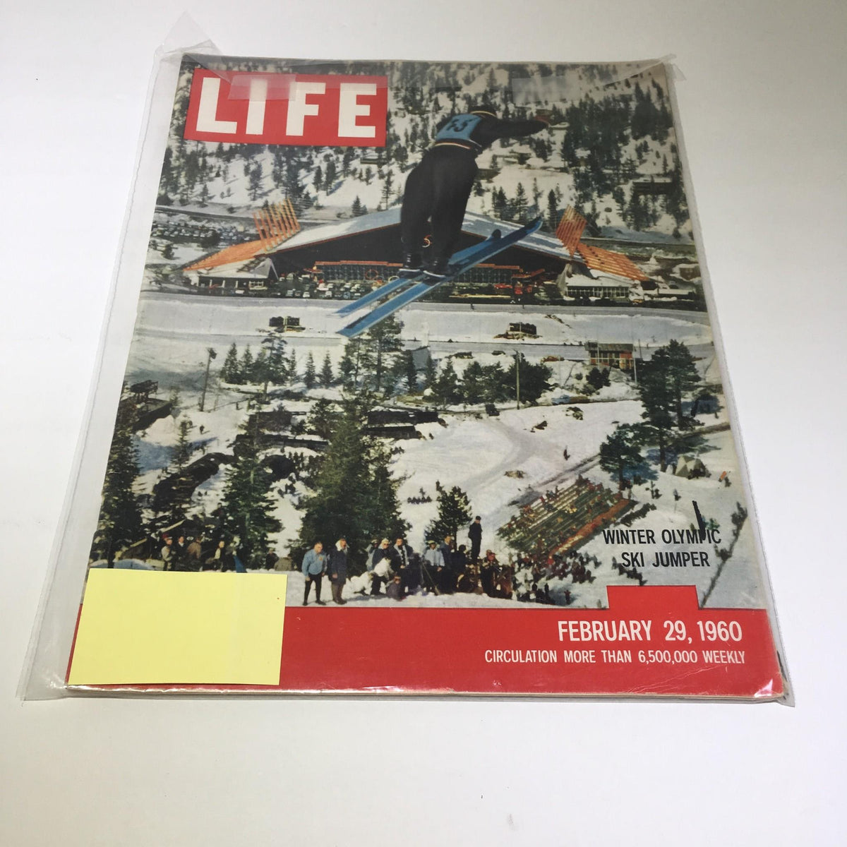 Cover of Life Magazine from February 29, 1960, featuring a ski jumper in action during the Winter Olympics, capturing a moment of athleticism against a snowy backdrop with the magazine's iconic logo.