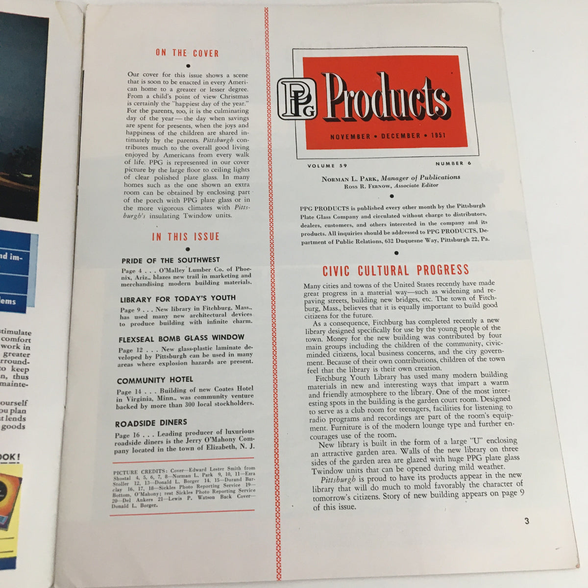 Cover page of the 1951 November - December Products Happiest of the Year Price Catalog, featuring a layout of product listings and information.