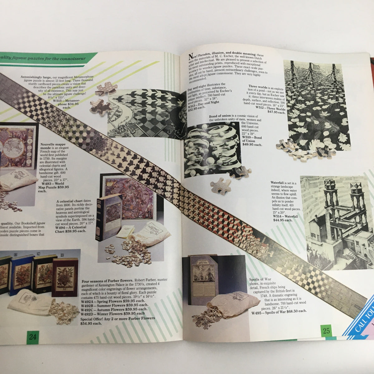 1988 World Wide Games Exceptional Handcrafted Games To Give Catalog depicting high-quality figural puzzles, suitable for connoisseurs, each featuring artistic themes and craftsmanship.