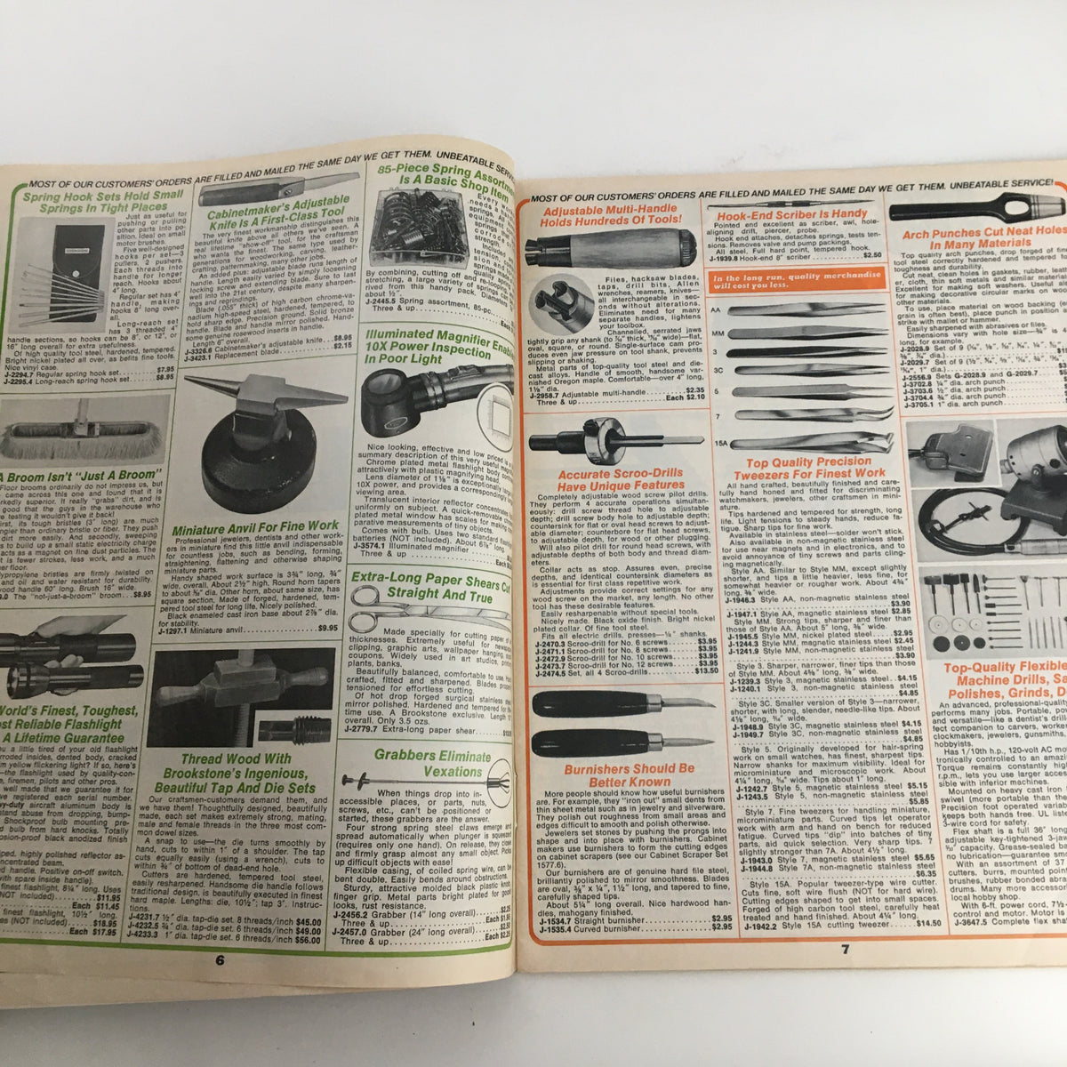Another interior page of the 1976 Brookstone Hard-To-Find-Tools and Other Fine Things Catalog 123C featuring various tool products.