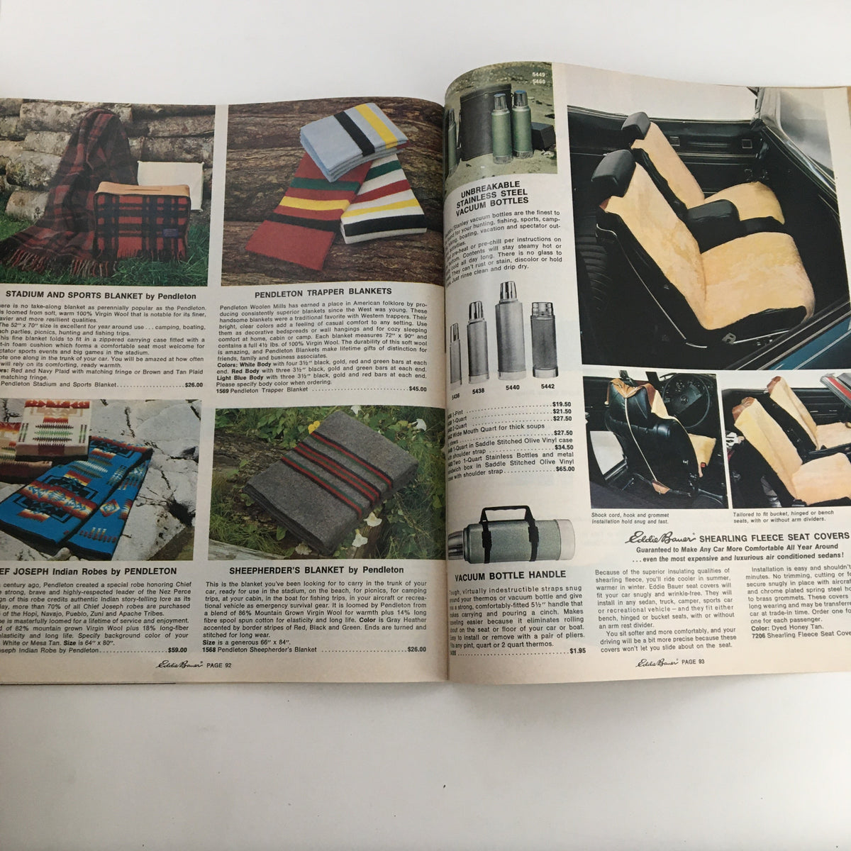 1976 Eddie Bauer Christmas Goose Down Garments Catalog featuring Pendleton blankets and travel gear essentials.