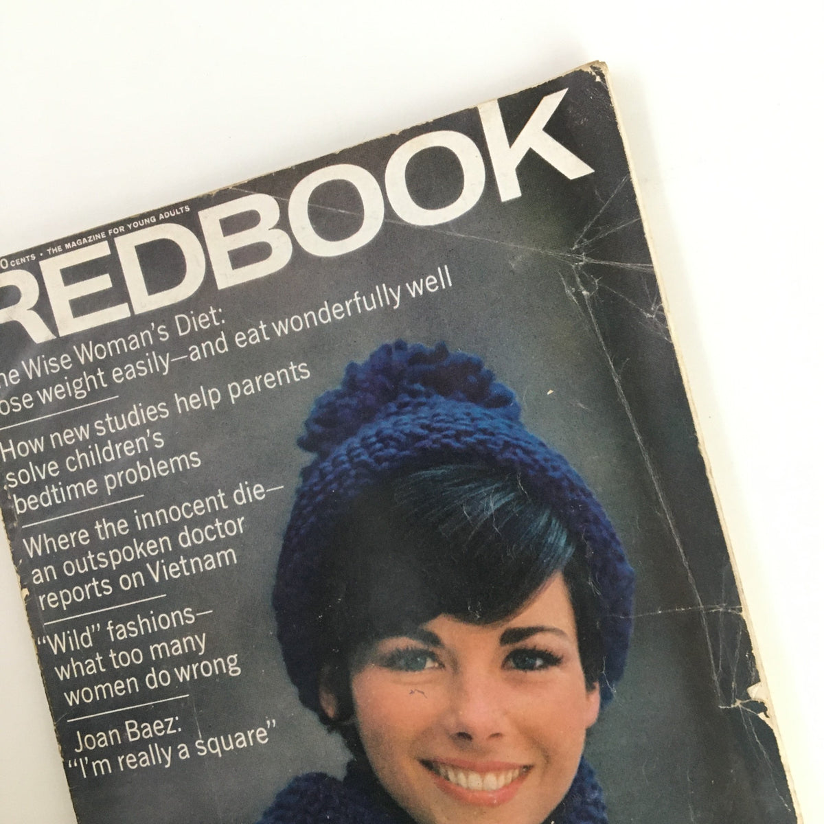 Detailed angle of Redbook Magazine from January 1967, focusing on Miss Bunny Spangler's fashion and the magazine's nostalgic design elements.