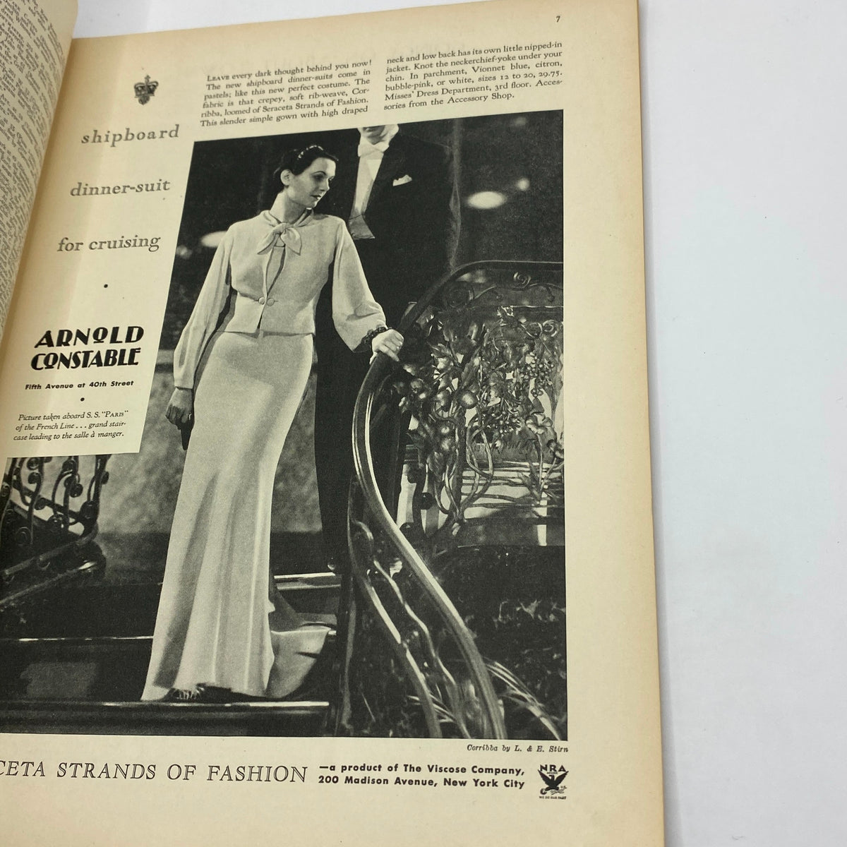 Advertisement page from The New Yorker Complete Magazine December 9, 1933 showcasing fashion for shipboard cruising.