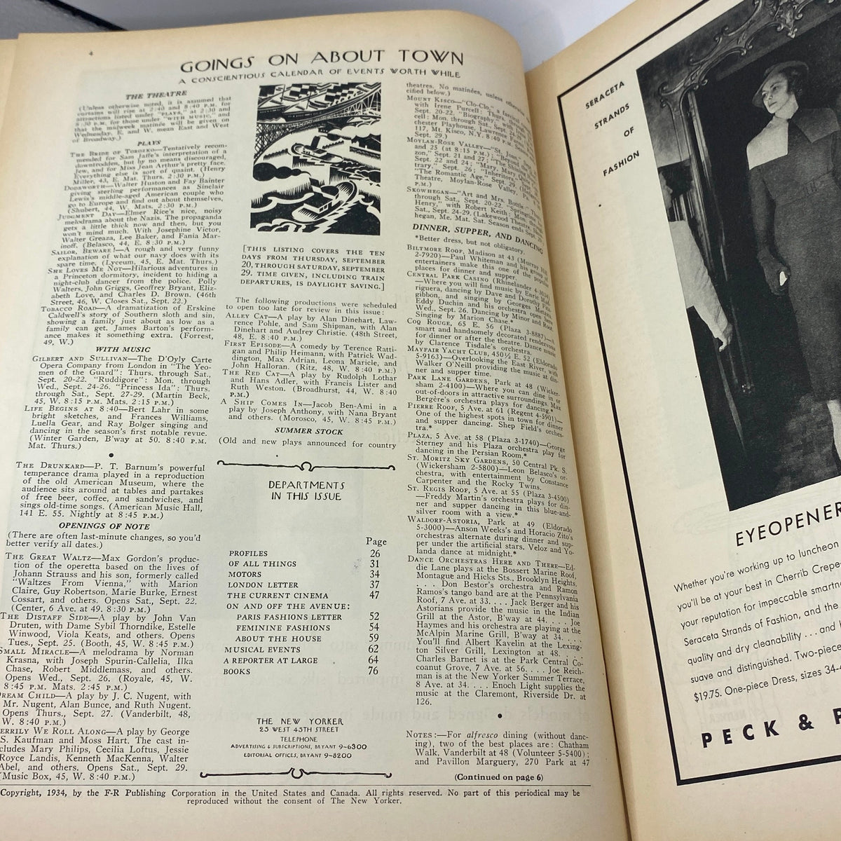 The New Yorker Complete Magazine September 22, 1934 Harry Brown Cover VG
