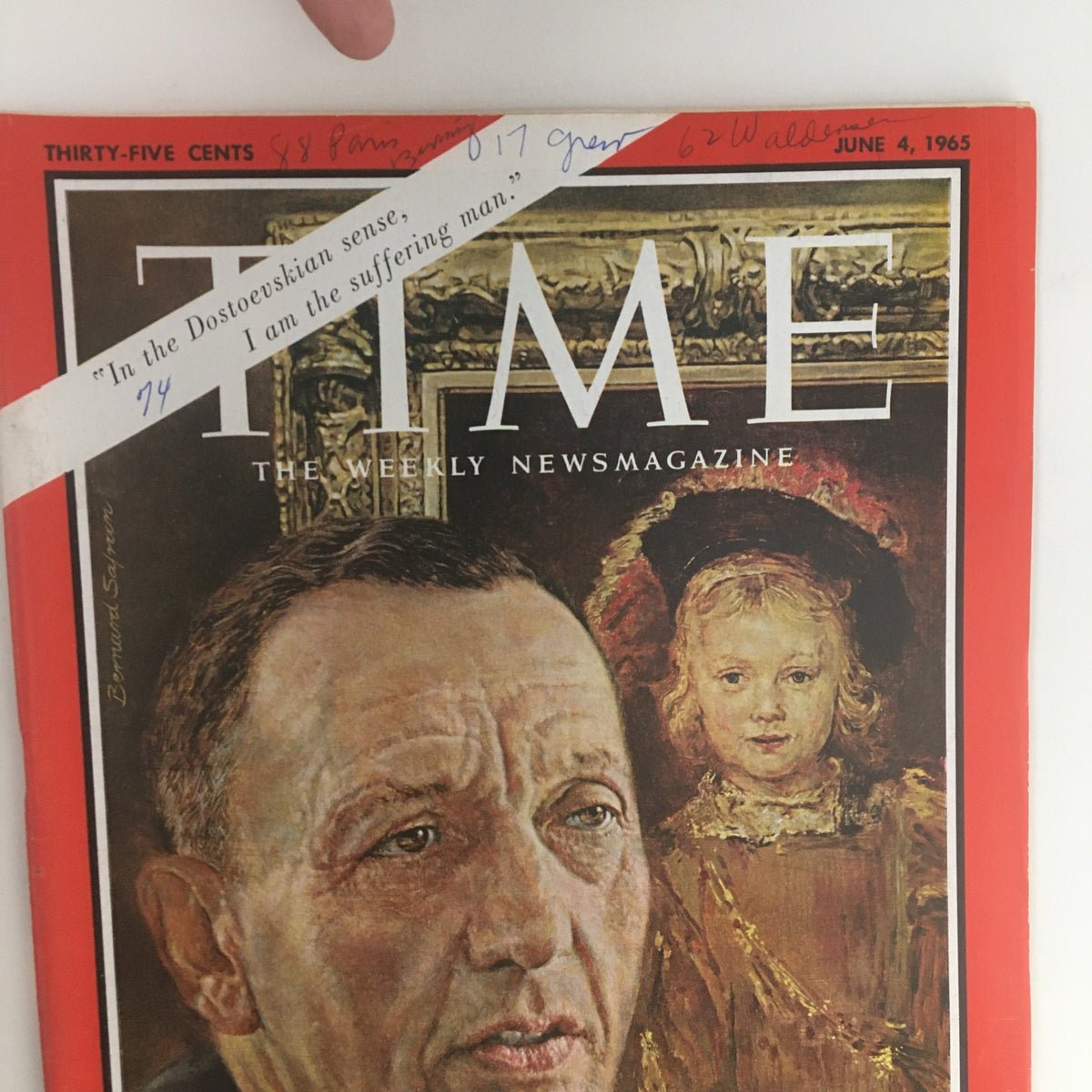 Close-up of the cover of Time Magazine June 4 1965, Vol. 85 No. 23, highlighting industrialist Norton Simon with visible handwritten notes.
