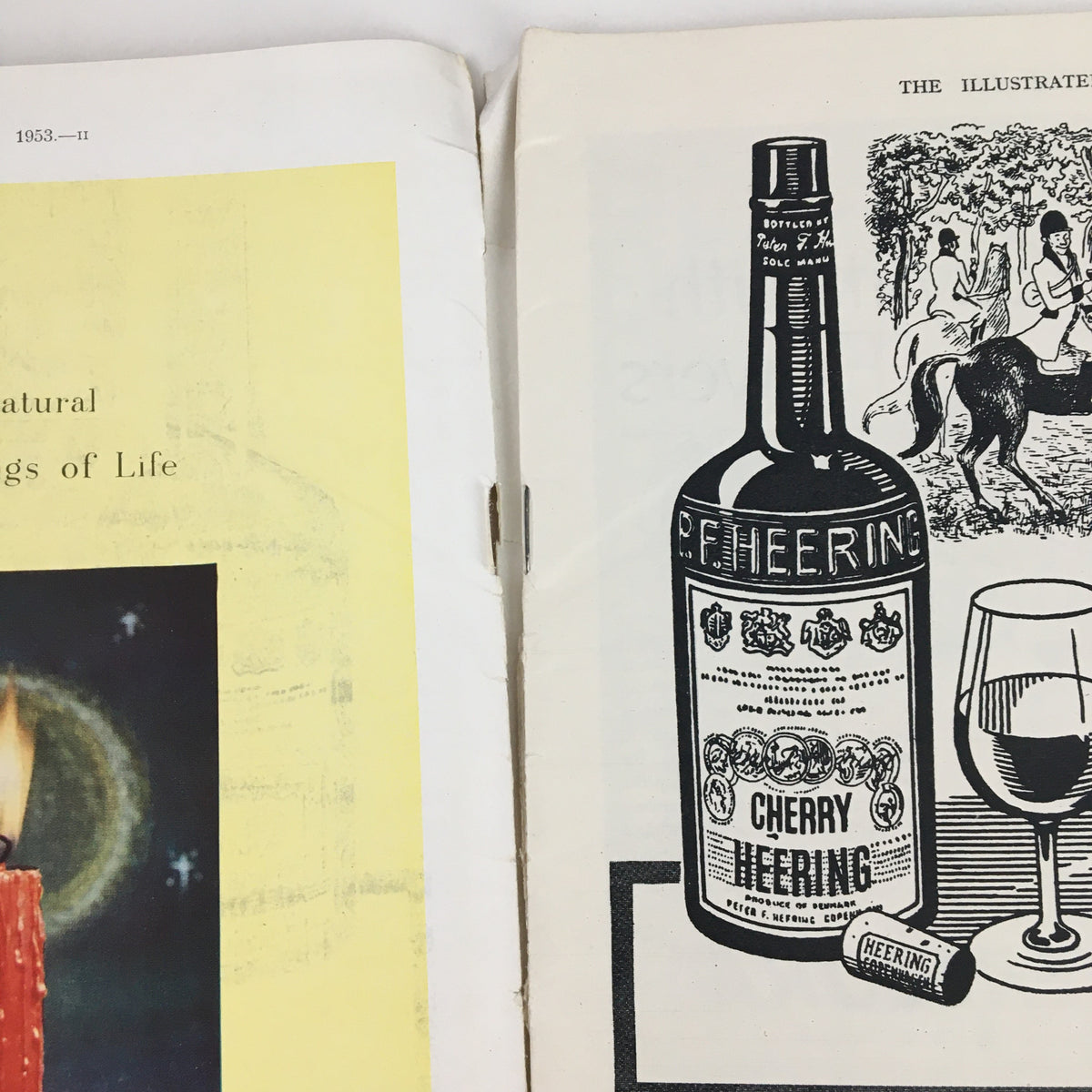 The Illustrated London News November 19 1953 A River Pageant - Interior page showing an advertisement for Cherry Heering with a vintage bottle and glass, reflecting mid-20th century design.
