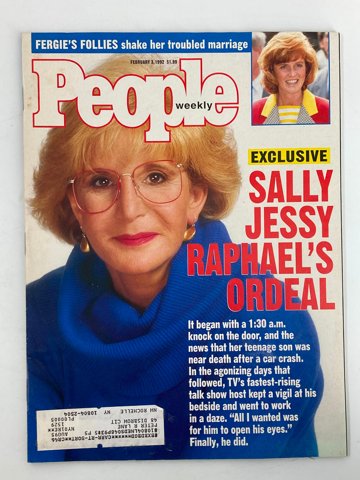 Cover of People Weekly Magazine dated February 3, 1992, featuring an exclusive on Sally Jessy Raphael's ordeal, highlighting her impactful story in talk television.