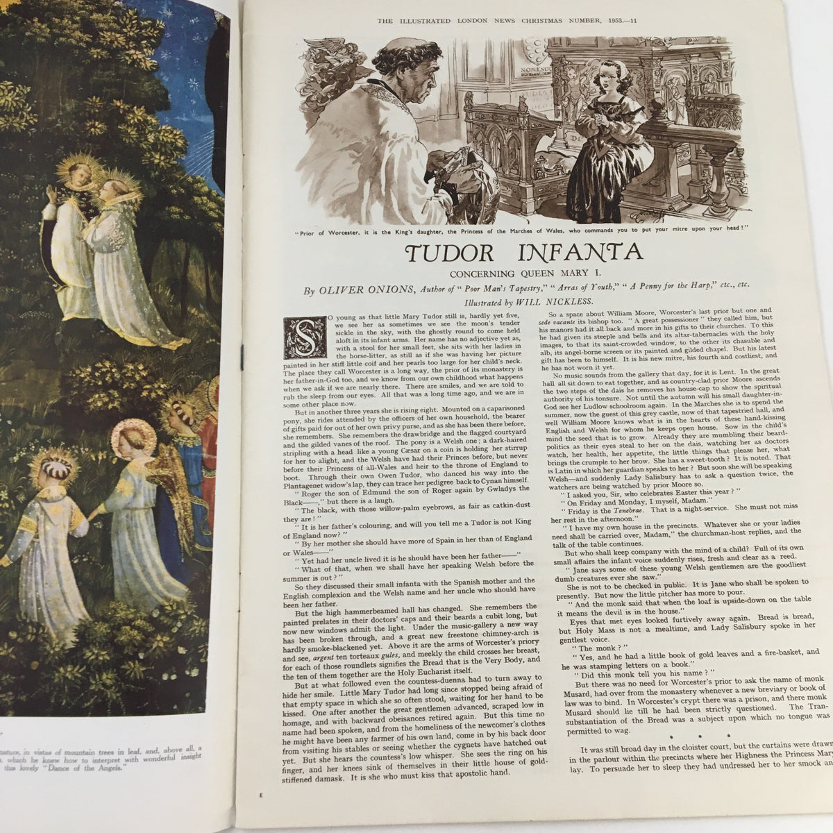 The Illustrated London News November 19 1953 A River Pageant - Page showcasing the article 'Tudor Infanta' with illustrations and a narrative about Queen Mary I, enriched with historical detail.
