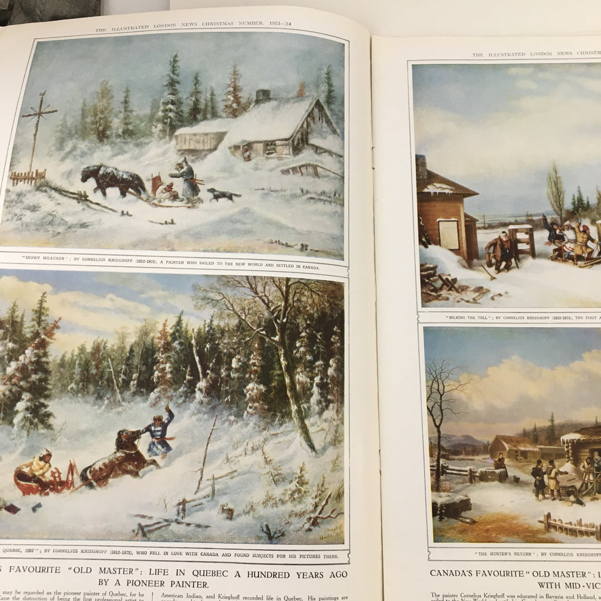 The Illustrated London News November 19 1953 A River Pageant - Artwork depicting winter scenes from Canada, showcasing the work of artist Cornelius Krieghoff.